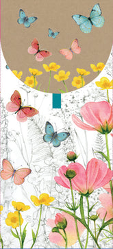 SOBRE DE REGALO VERTICAL FLORES CON MARIPOSAS | 6 UNIDADES | (PICTURA)